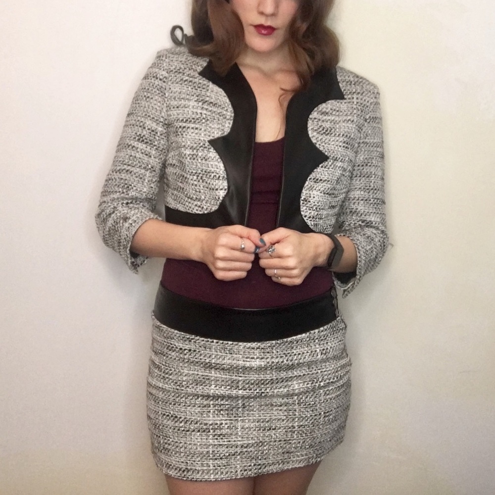 Bebe Tweed Skirt & Jacket Set